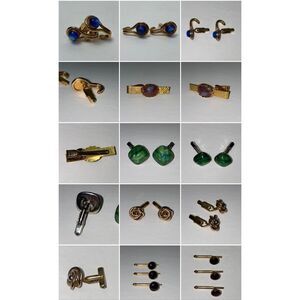 Vintage Swank Mens Cufflinks Lot of ￼6 Pairs Gold, Garnett, Green, Blue